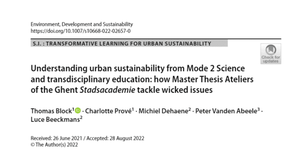 Artikel “How Master Thesis Ateliers of the Ghent Stadsacademie tackle wicked issues”